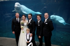 Wedding party at Mystic Aquarium in Connecticut.