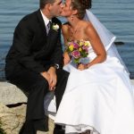 Groom and Bride Kissing on their wedding day